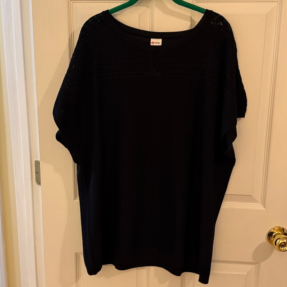 NWT Wiholl Black Knit Short Sleeve Top Size XXL